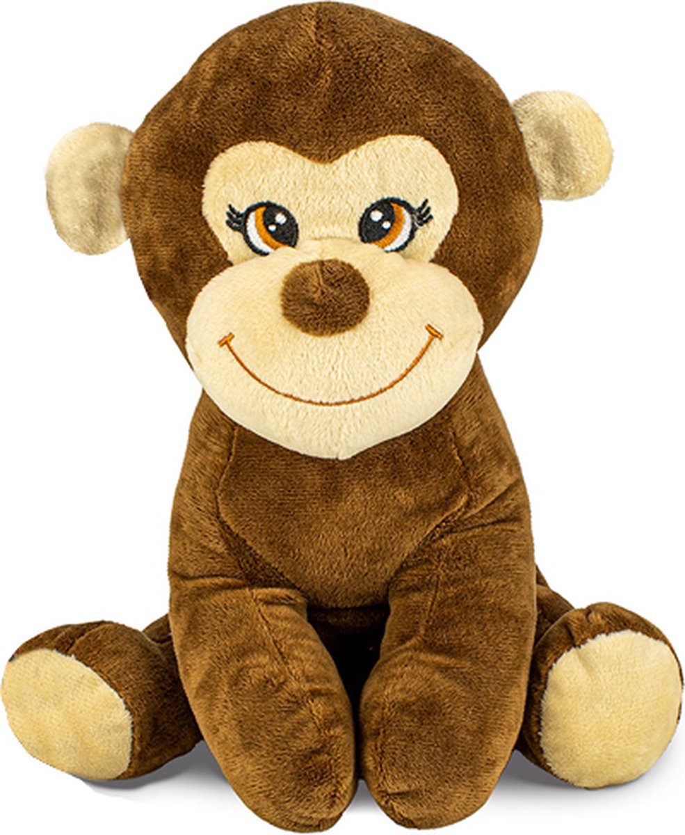 Aap - Dierentuin Pluche Knuffel 30 cm [Animal Zoo Plush Toy Africa jungle Wild Life | Speelgoed Knuffeldier Knuffelbeest voor kinderen jongens meisjes | Lion Leeuw , Luipaard Leopard, Tijger Tiger, Aap Monkey]